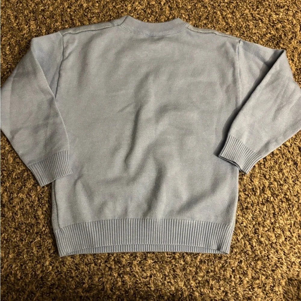 SHEIN 5Y Gray Ribbed Train Crew Neck Sweater